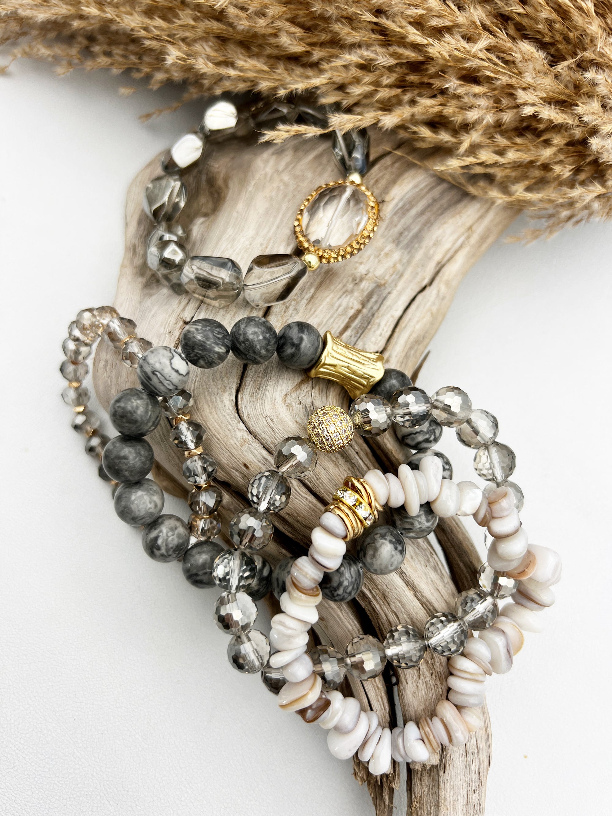 stacking beaded modern boho style bracelets by Real to the Roots