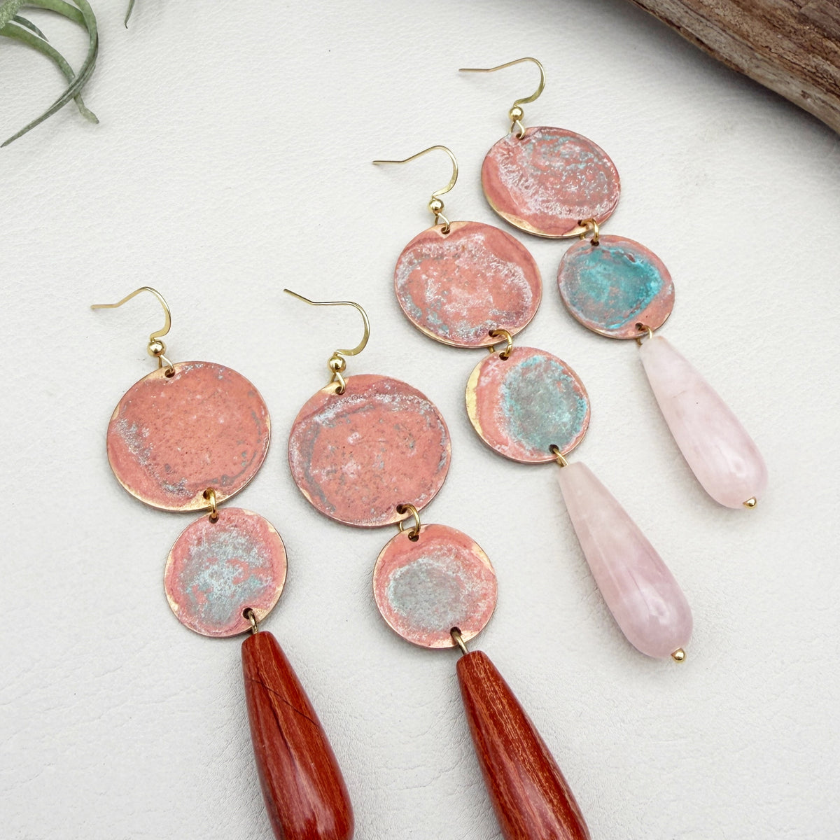 Pink Patina Drop Earrings
