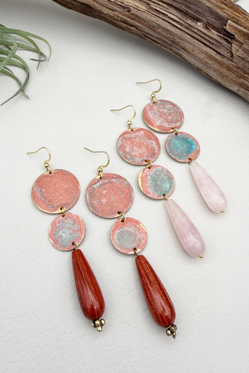 Pink Patina Drop Earrings