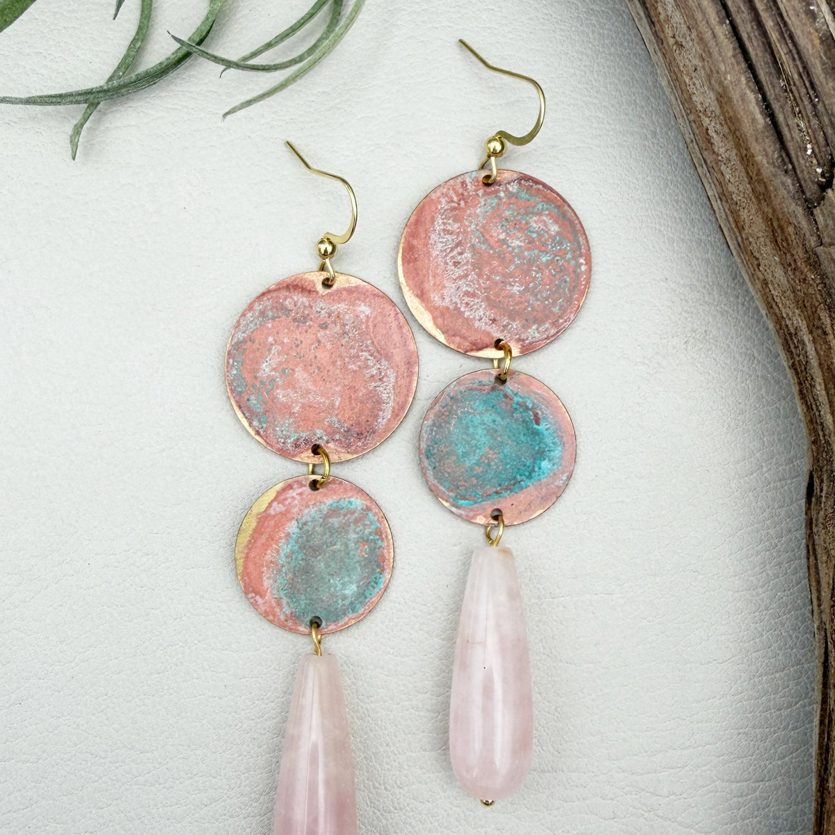 Pink Patina Drop Earrings