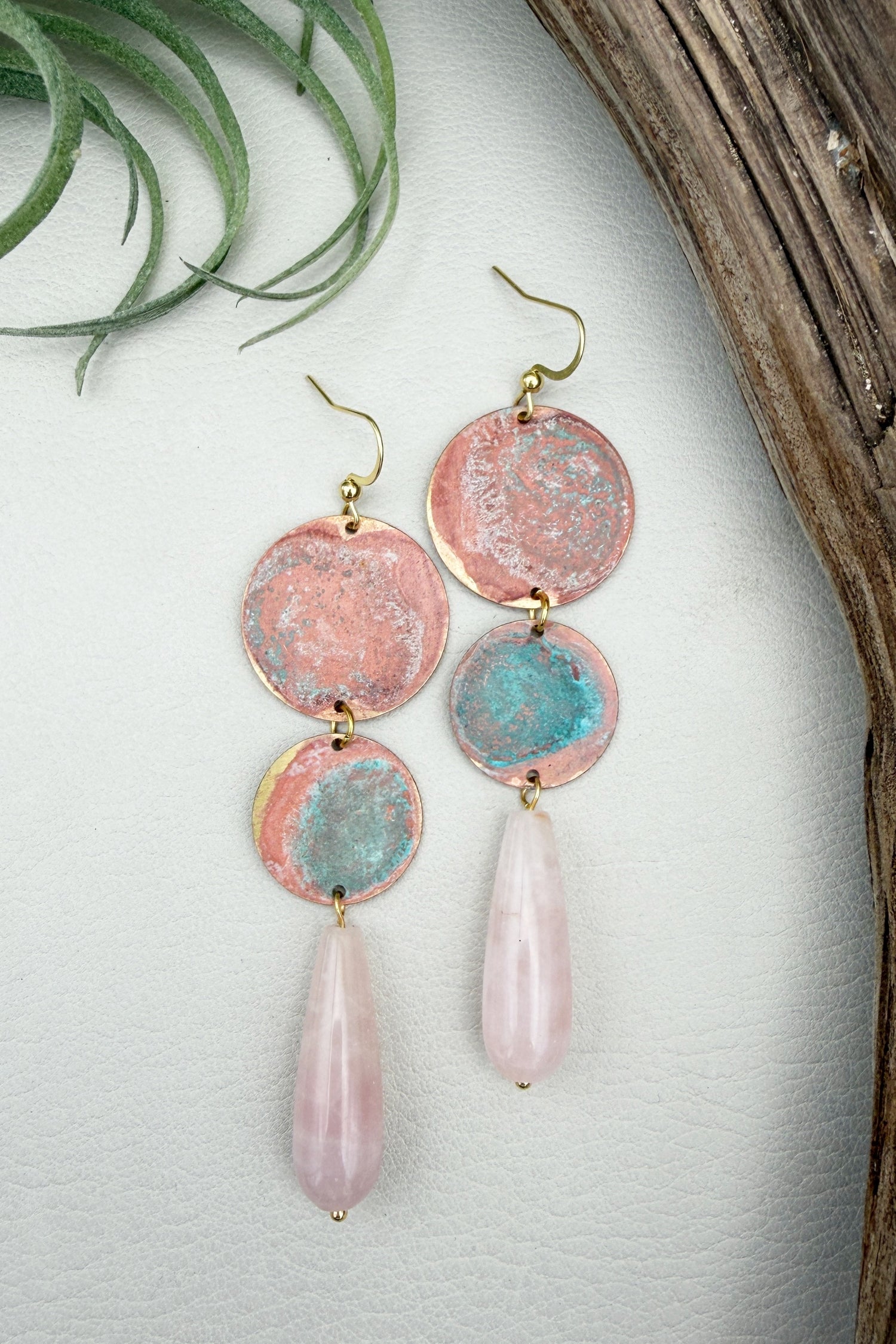 Pink Patina Drop Earrings