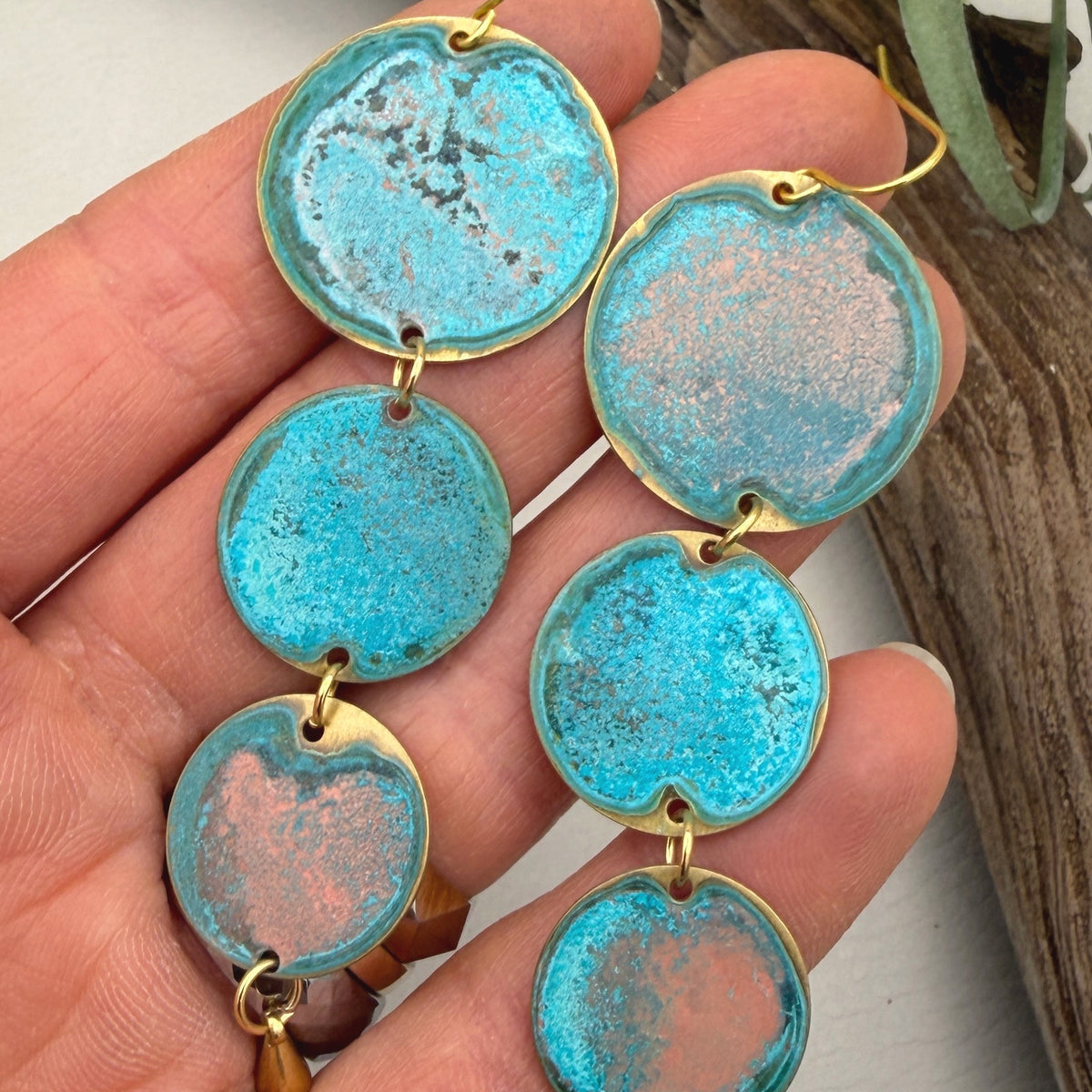 Three Coin Patina Earrings