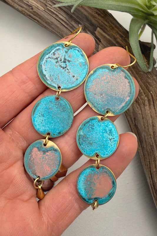 Three Coin Patina Earrings
