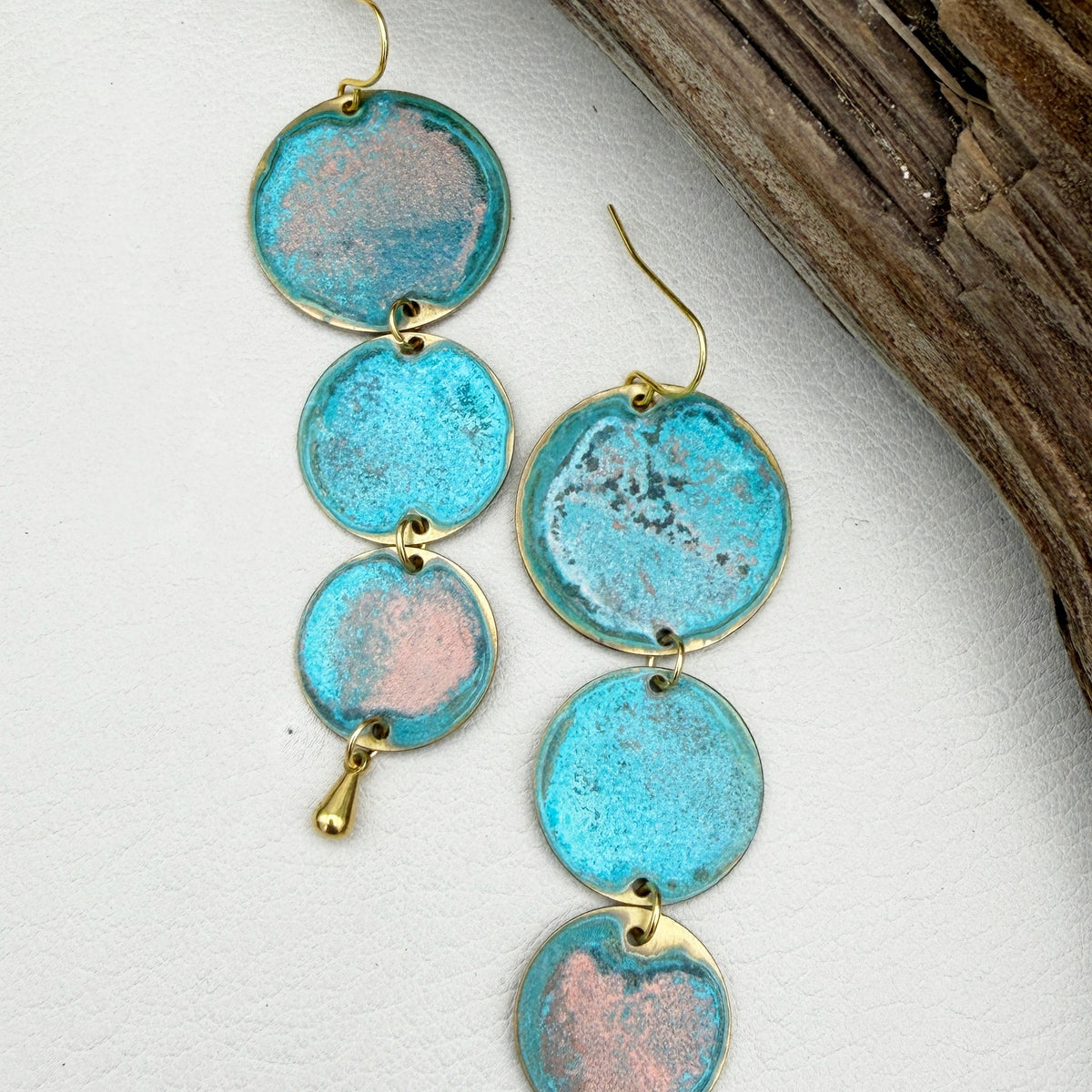 Three Coin Patina Earrings