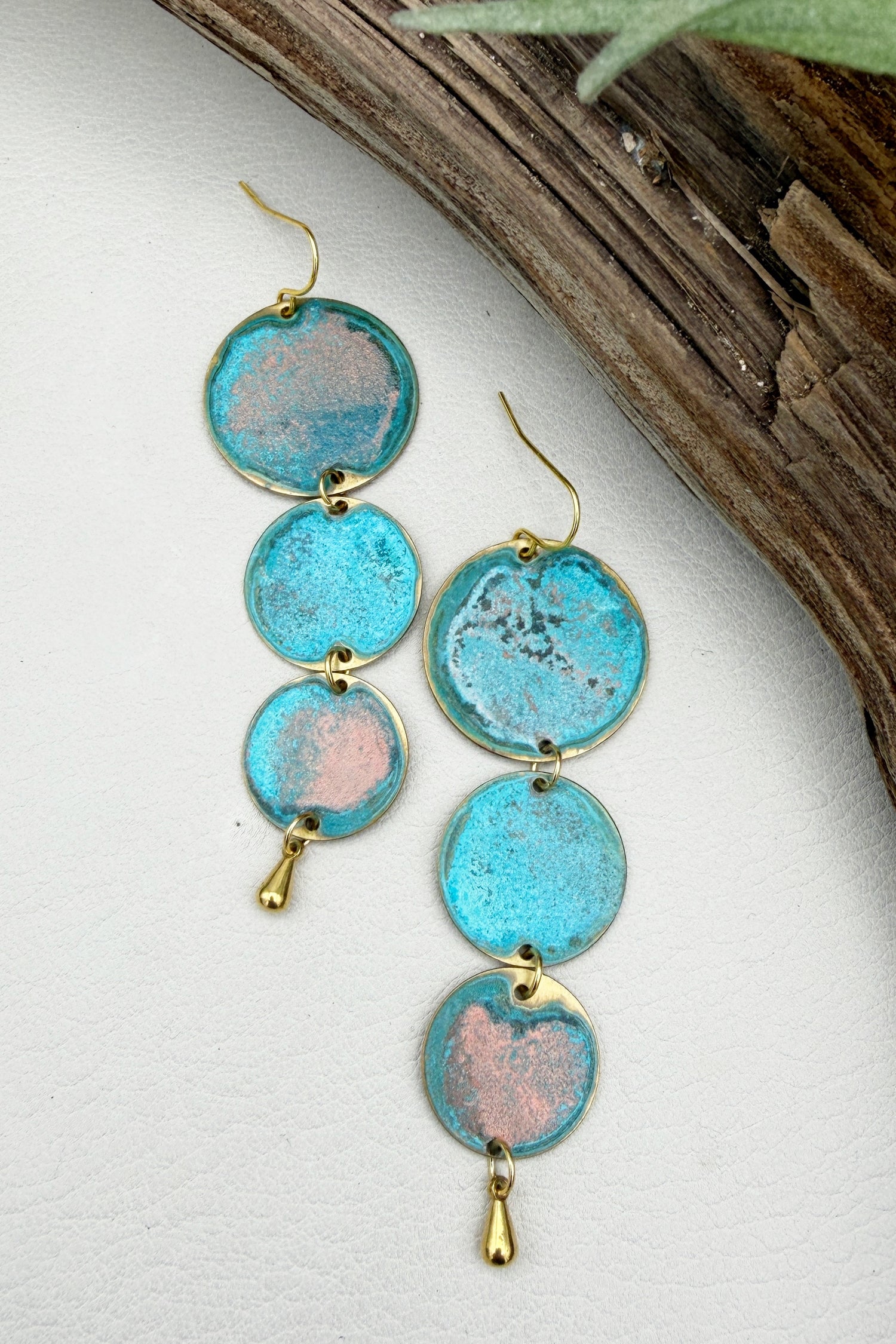 Three Coin Patina Earrings