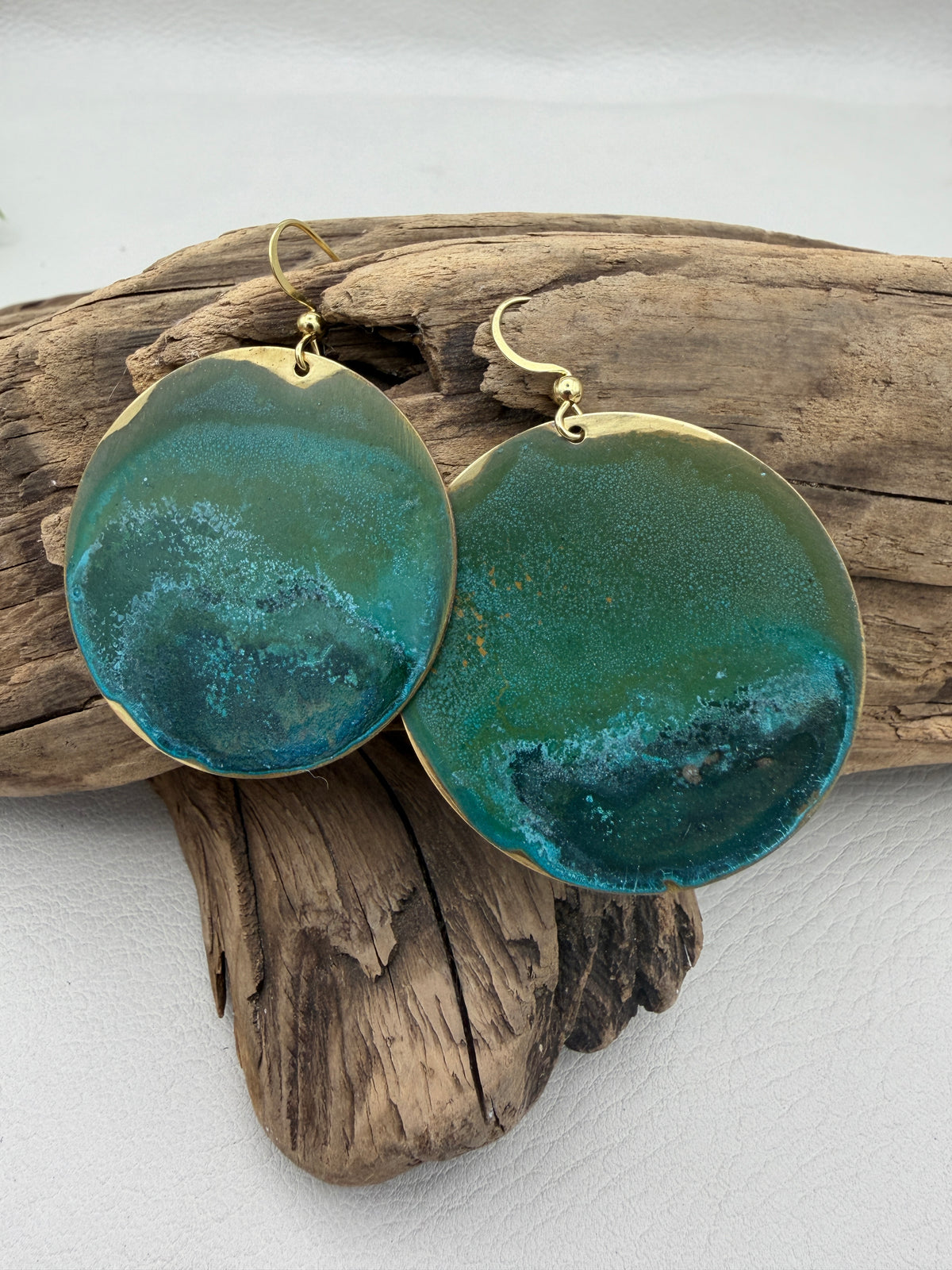 Verde Green Patina Coin Earrings