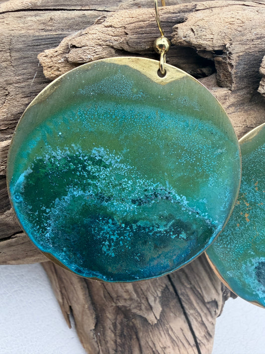 Verde Green Patina Coin Earrings