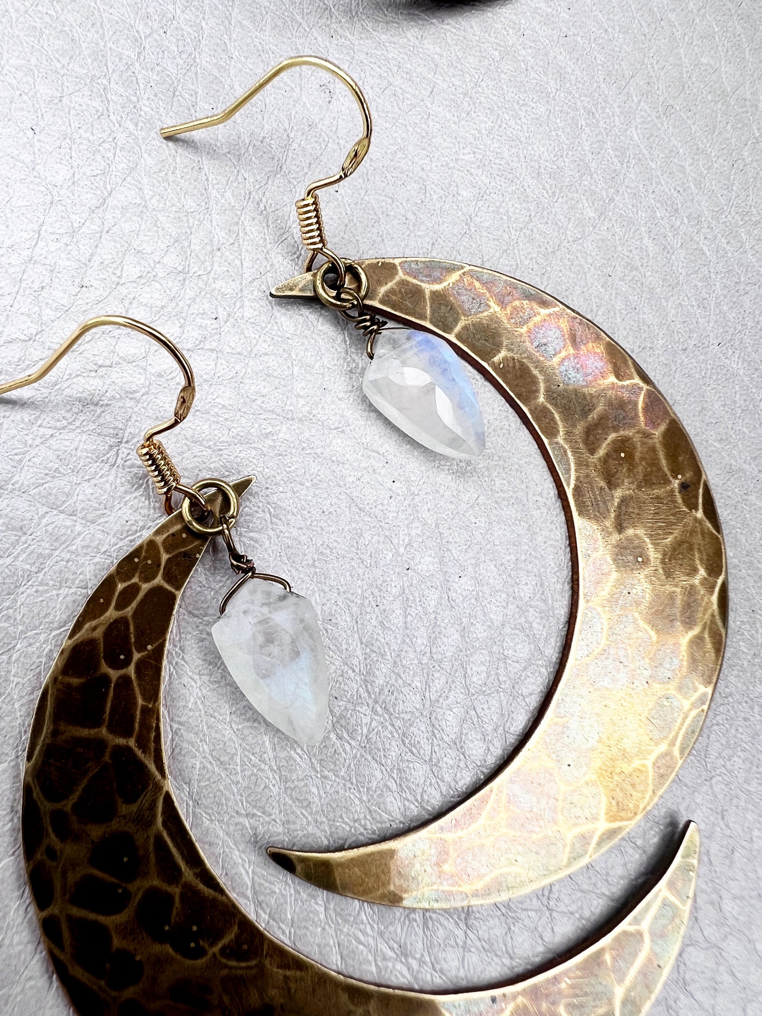 Antique Crescent Moon with Moonstone Earring