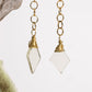 Gold chain earrings with lemon quartz shards, sunshine-hued bridal jewelry


