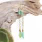 Dainty gold chain earrings with green chrysoprase shards, natural gemstone bridal jewelry