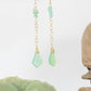 Dainty gold chain earrings with green chrysoprase shards, natural gemstone bridal jewelry