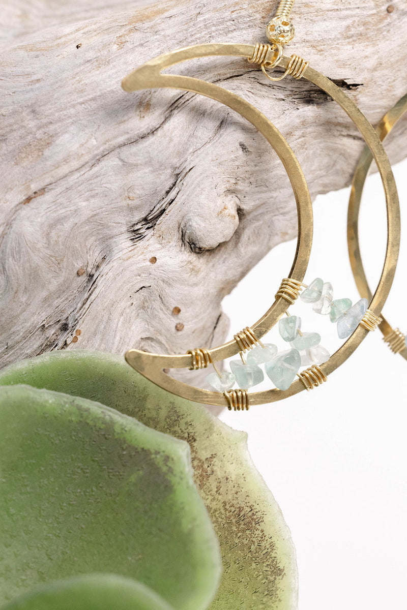 Aquamarine Crescent Moon Earring