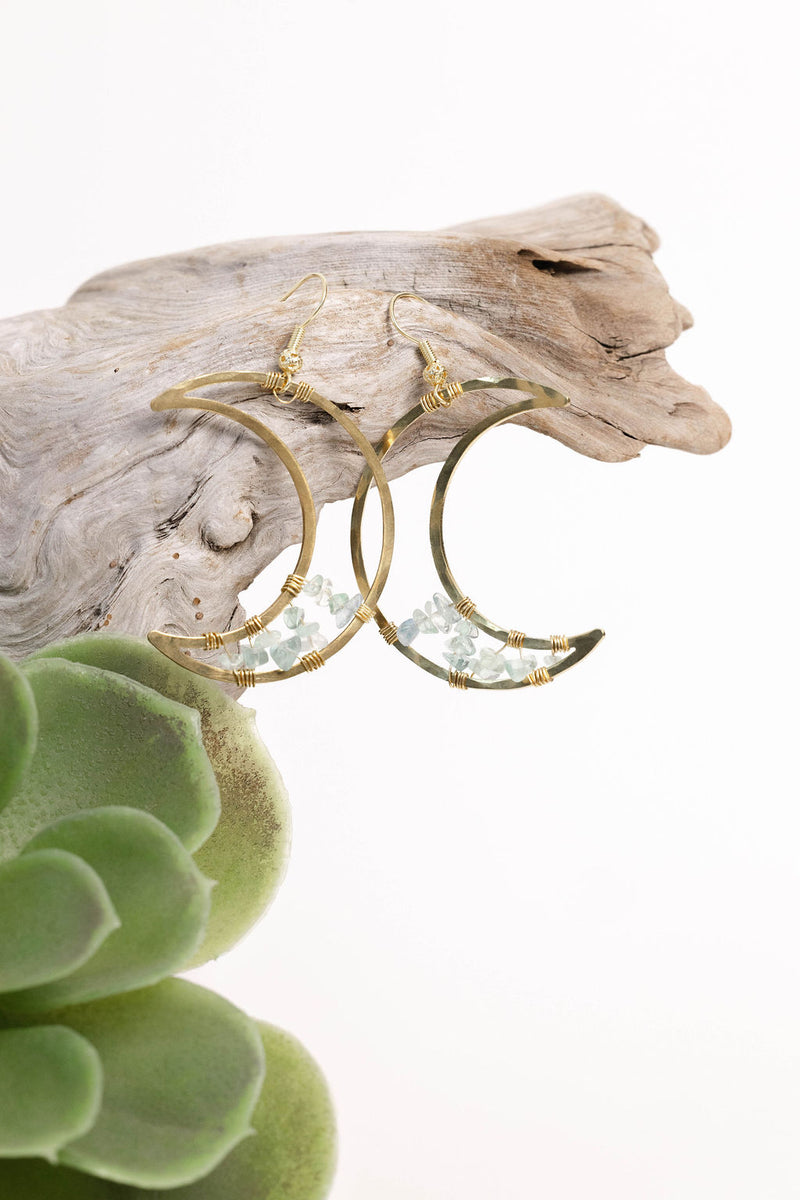Aquamarine Crescent Moon Earring