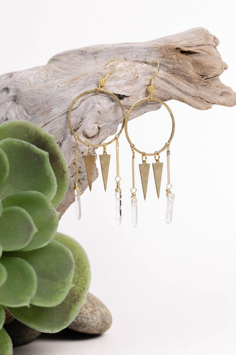 Catch my Dreams | Golden Hoop Earrings with Crystals
