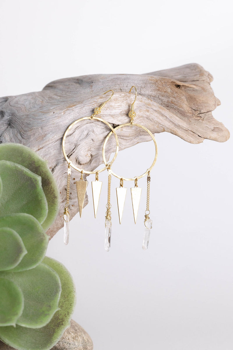 Catch my Dreams | Golden Hoop Earrings with Crystals