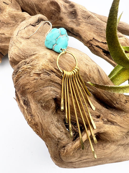 Don’t Wake Me | Turquoise Nugget Fringe Earrings