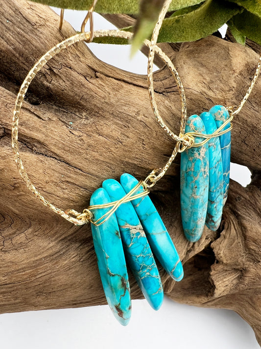 Dare To Rebel | Turquoise Spike Hoop Earrings