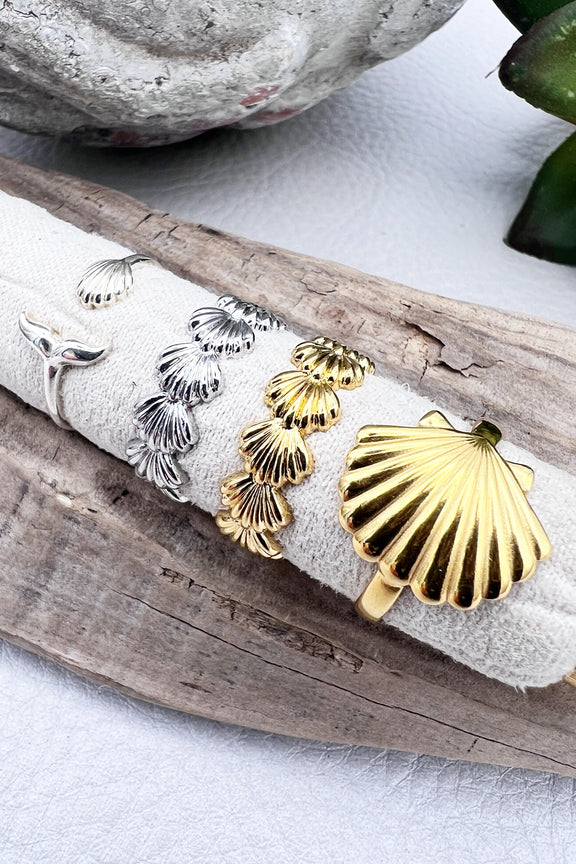 Adjustable Rings Coast Ocean Whispers | Adjustable Gold Seashell Rings – Real to the Roots Jewelry