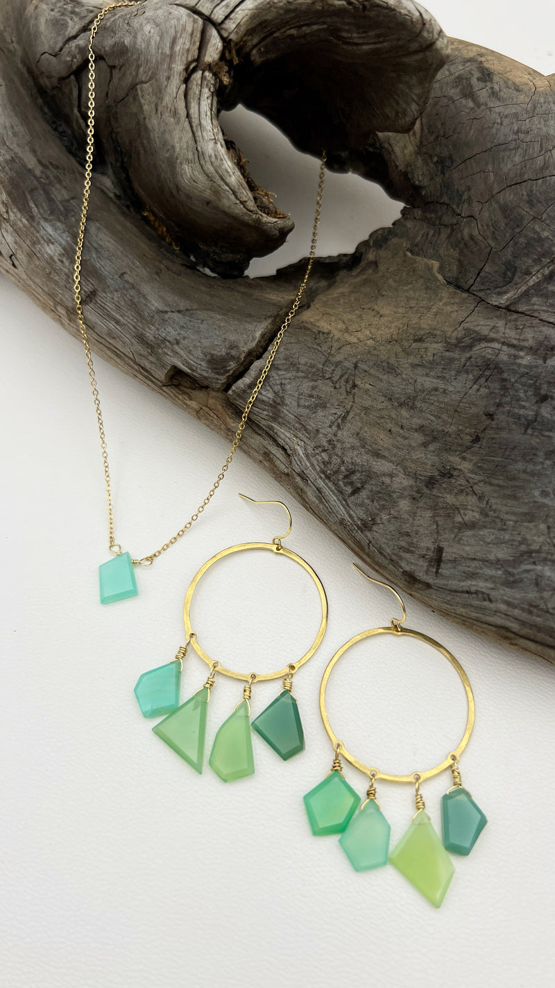 Believe in Dreams | Green Chalcedony Earring & Necklace