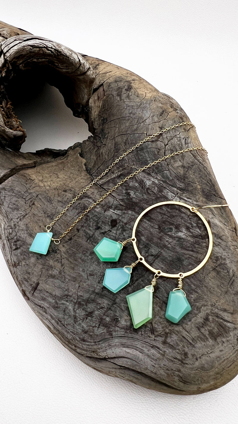 Believe in Dreams | Green Chalcedony Earring & Necklace