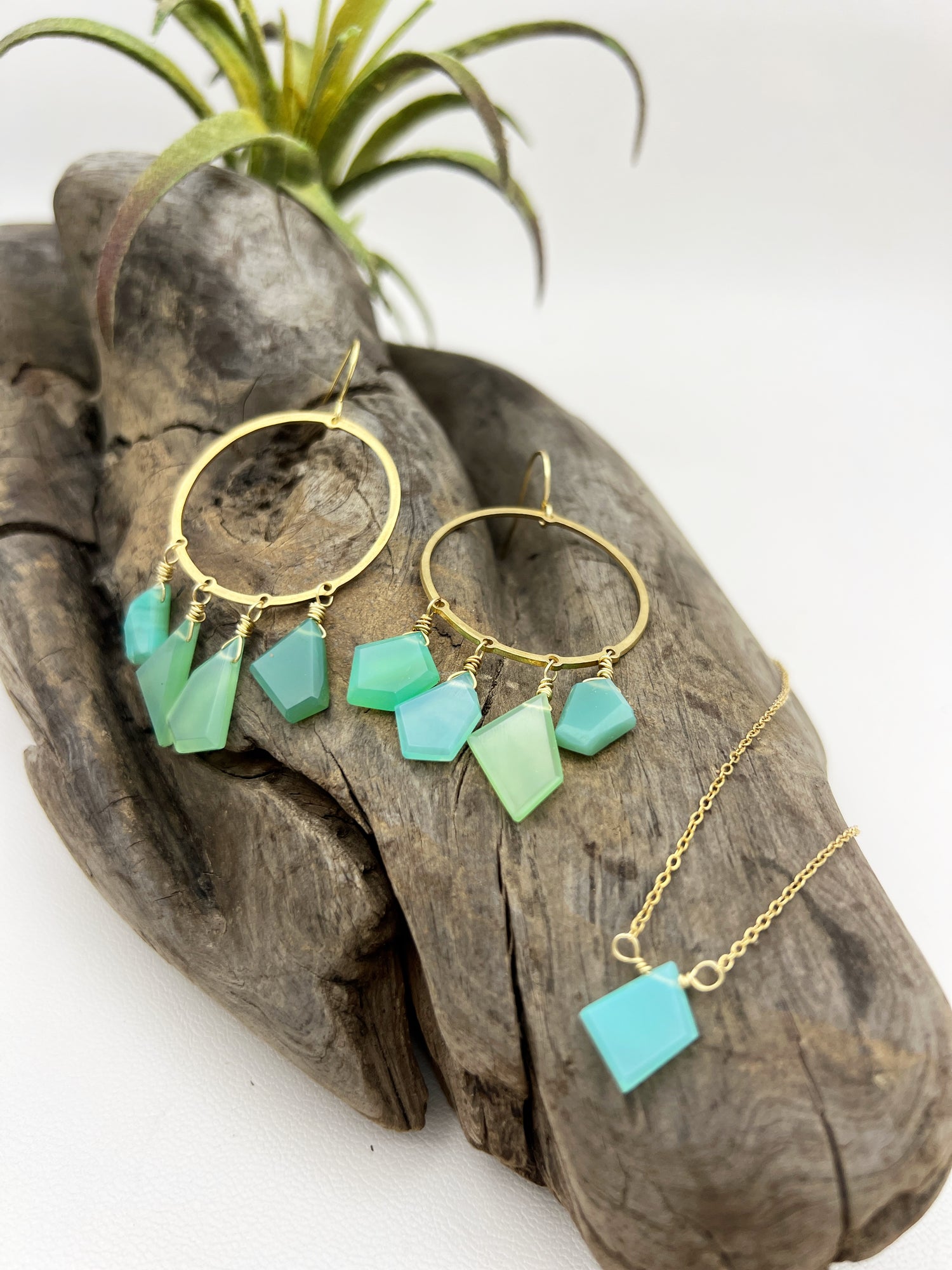 Believe in Dreams | Green Chalcedony Earring & Necklace