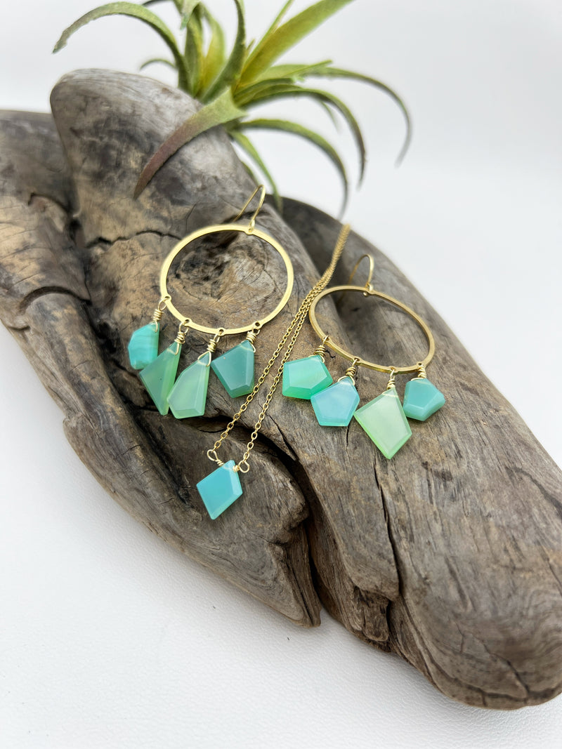 Believe in Dreams | Green Chalcedony Earring & Necklace