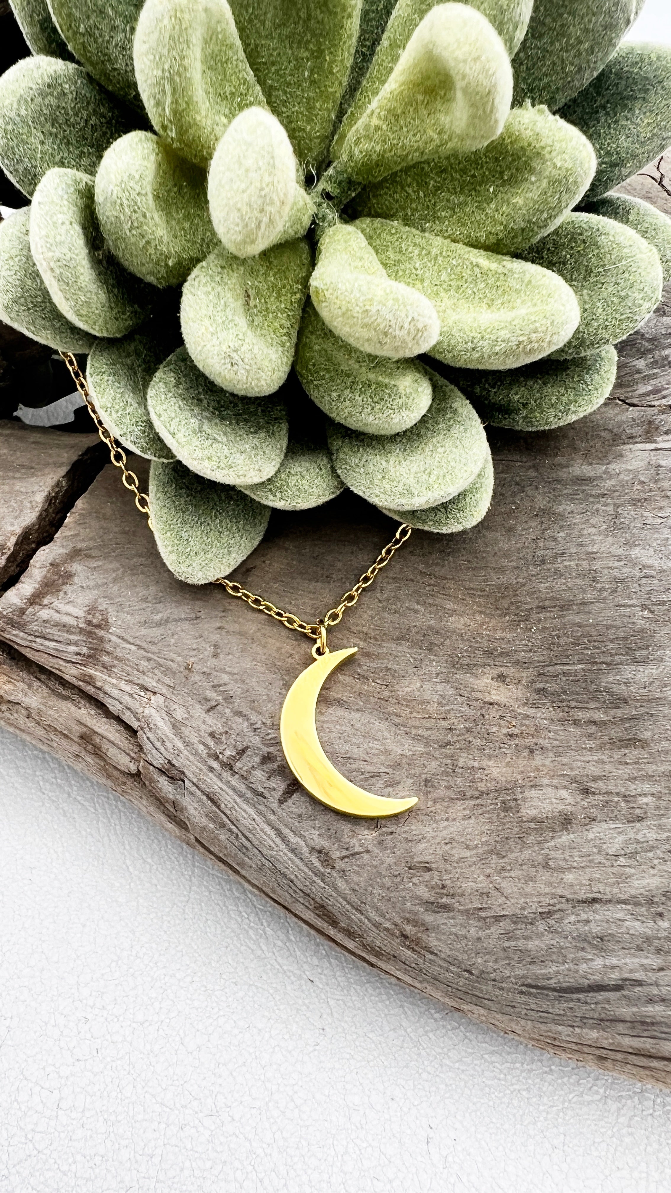 Man in The Moon Necklace, Small Crescent Moon, Sterling Silver –  SilverfireUK