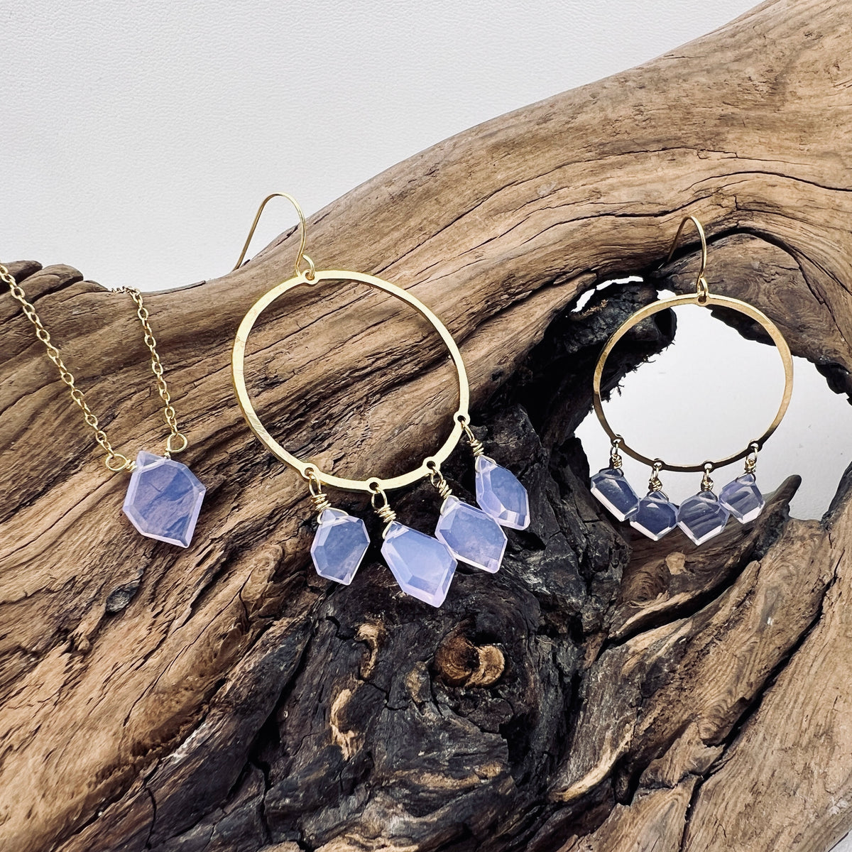 Believe in Dreams | Lavender Chalcedony Earrings & Necklace