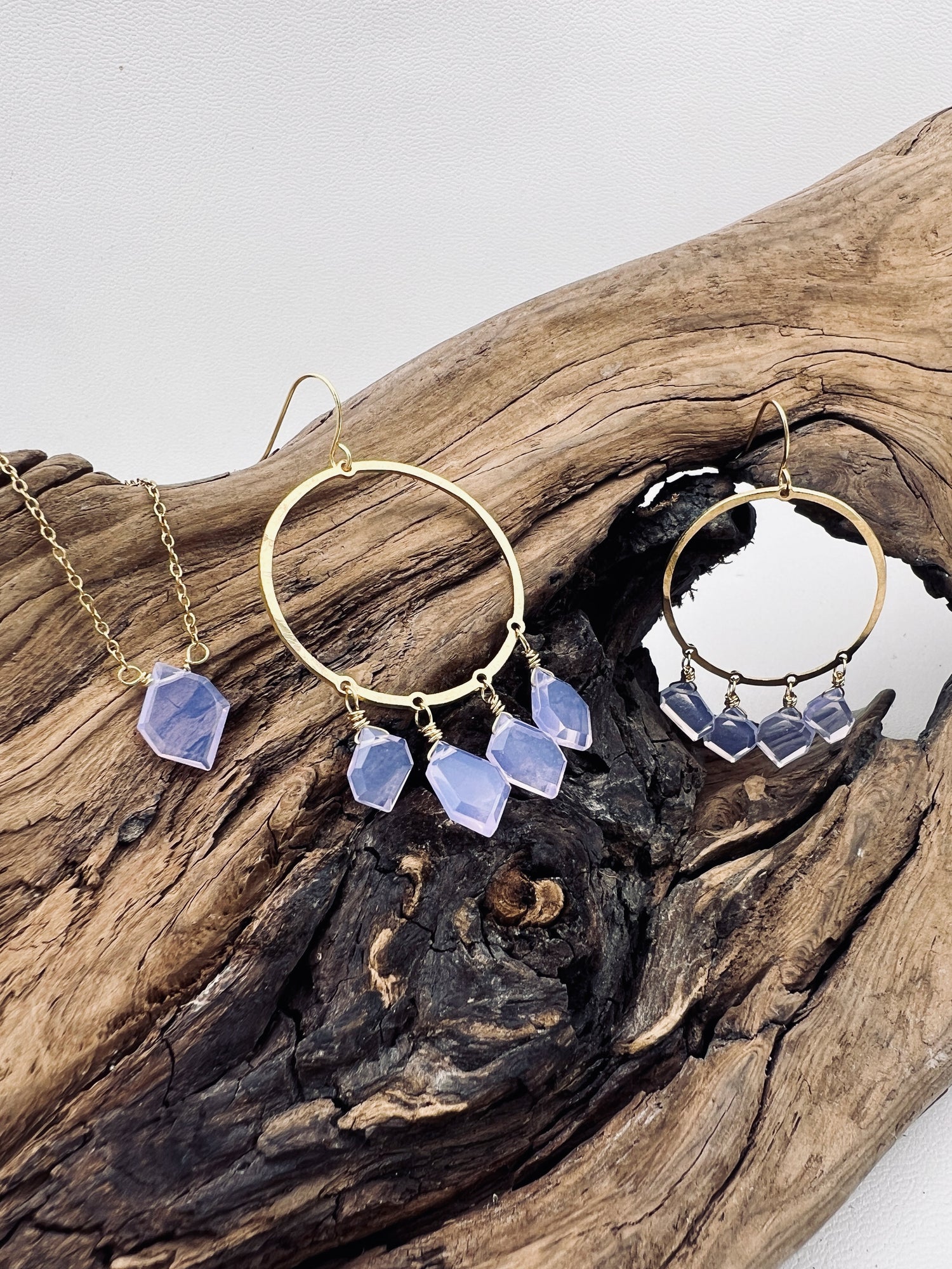Believe in Dreams | Lavender Chalcedony Earrings & Necklace
