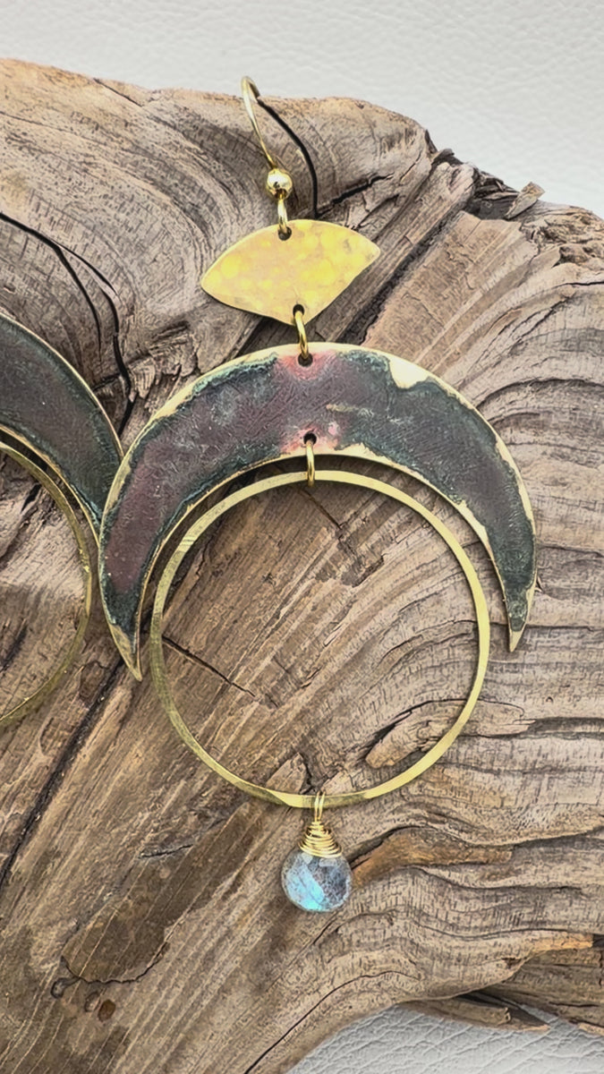 Mystic Moon Hoops with Labradorite