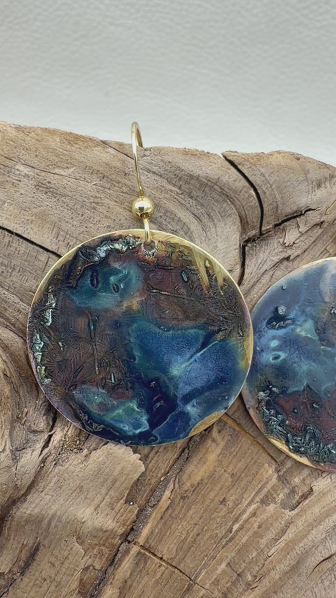 Burgundy Navy Rust Patina Earrings