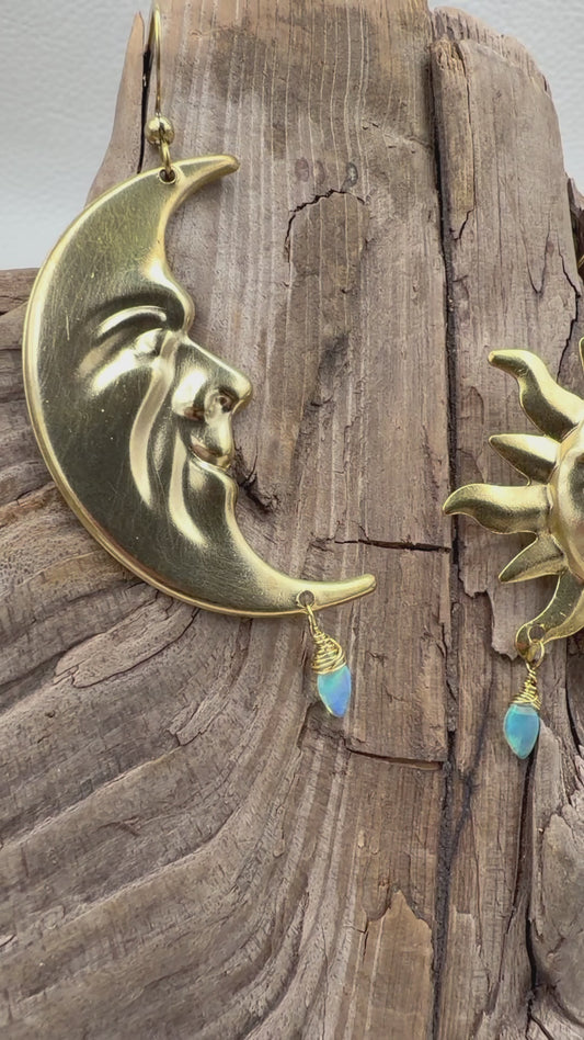 Vintage Sun and Moon | opal & moonstone