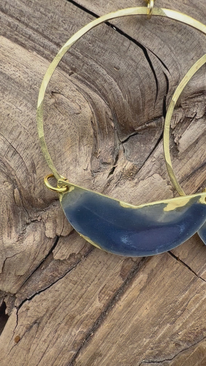 Navy Patina Hoop Earrings
