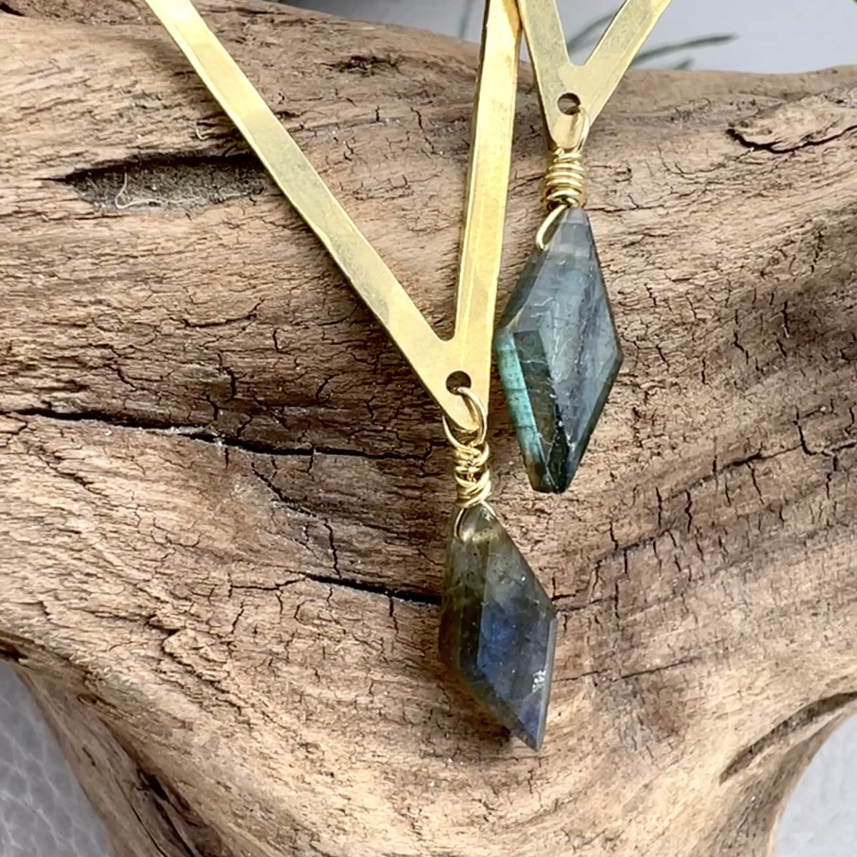 Power of Now Earrings | Golden Triangle Earrings with Crystal