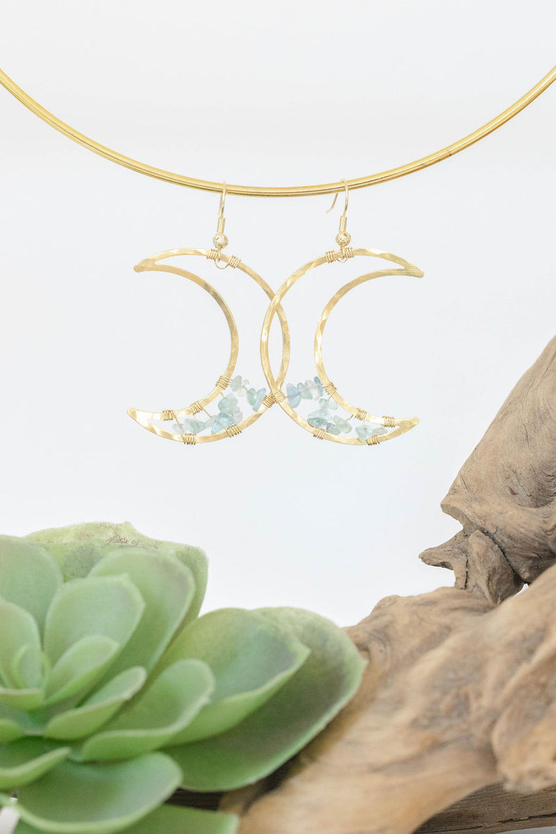Aquamarine Crescent Moon Earring