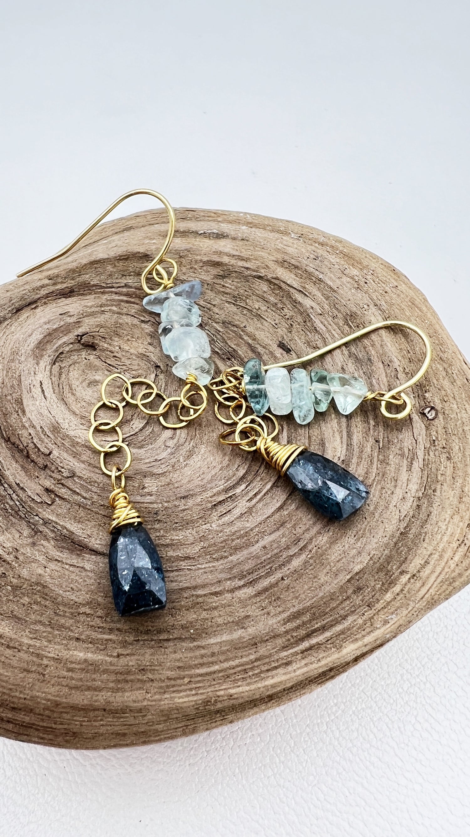 Whispers of Blue | Chain Earrings with Kyanite