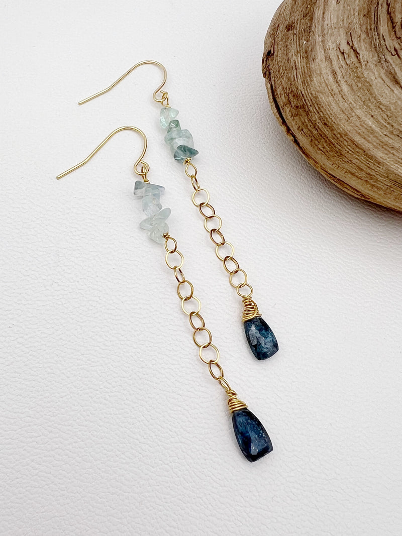 Whispers of Blue | Chain Earrings with Kyanite