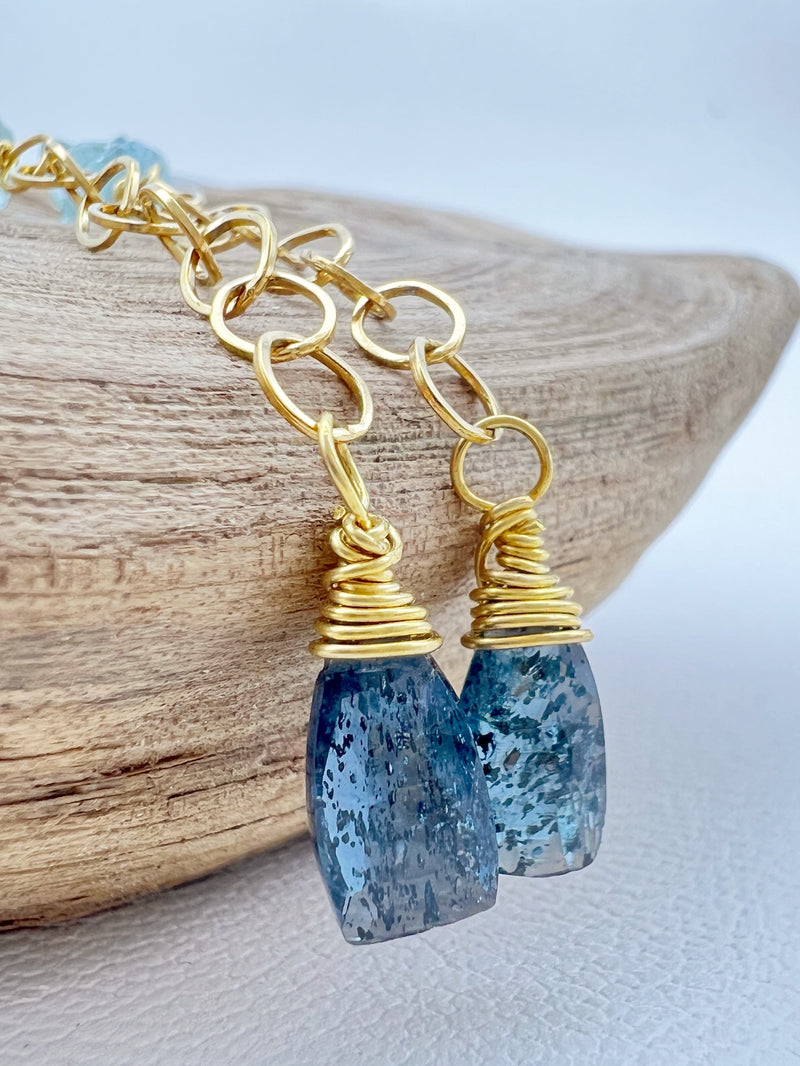 Whispers of Blue | Chain Earrings with Kyanite