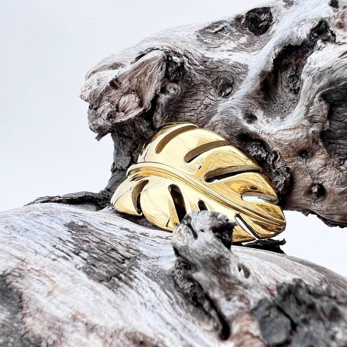 Golden Monstera | Waterproof Stainless Steel Ring