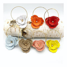 Load image into Gallery viewer, colorful leather flower earrings