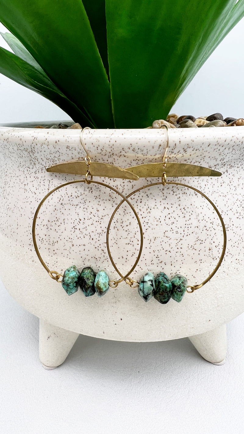 African Turquoise Hoops