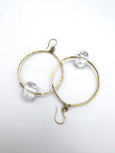 Load image into Gallery viewer, clear crystal quartz nugget hoops by real to the roots