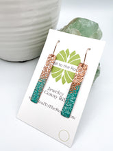 Load image into Gallery viewer, copper earrings dipped in turquoise by real to the roots