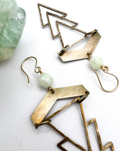 Load image into Gallery viewer, Geometric 1920&#39;s Earrings | Green Chalcedony