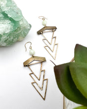 Load image into Gallery viewer, Geometric 1920&#39;s Earrings | Green Chalcedony