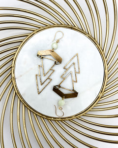Geometric 1920's Earrings | Green Chalcedony