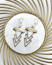 Load image into Gallery viewer, Geometric 1920&#39;s Earrings | Green Chalcedony