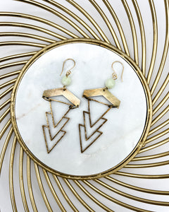 Geometric 1920's Earrings | Green Chalcedony