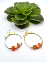 Load image into Gallery viewer, Chevron Hoops | multiple stone options