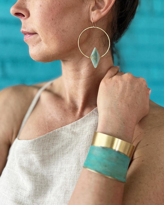 Diamond Amazonite Hoops
